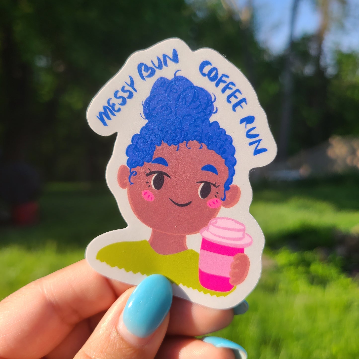 Messy Bun Coffee Run Sticker