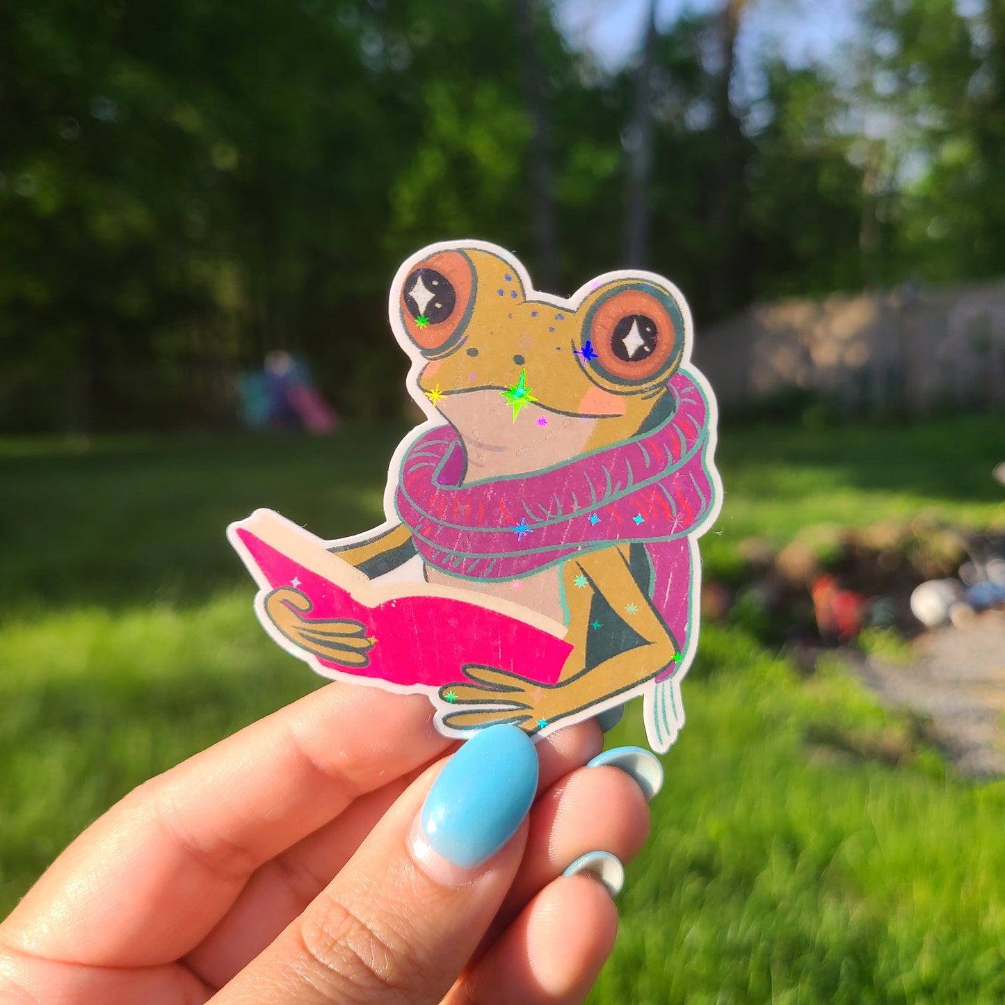 Reading Frog Sticker