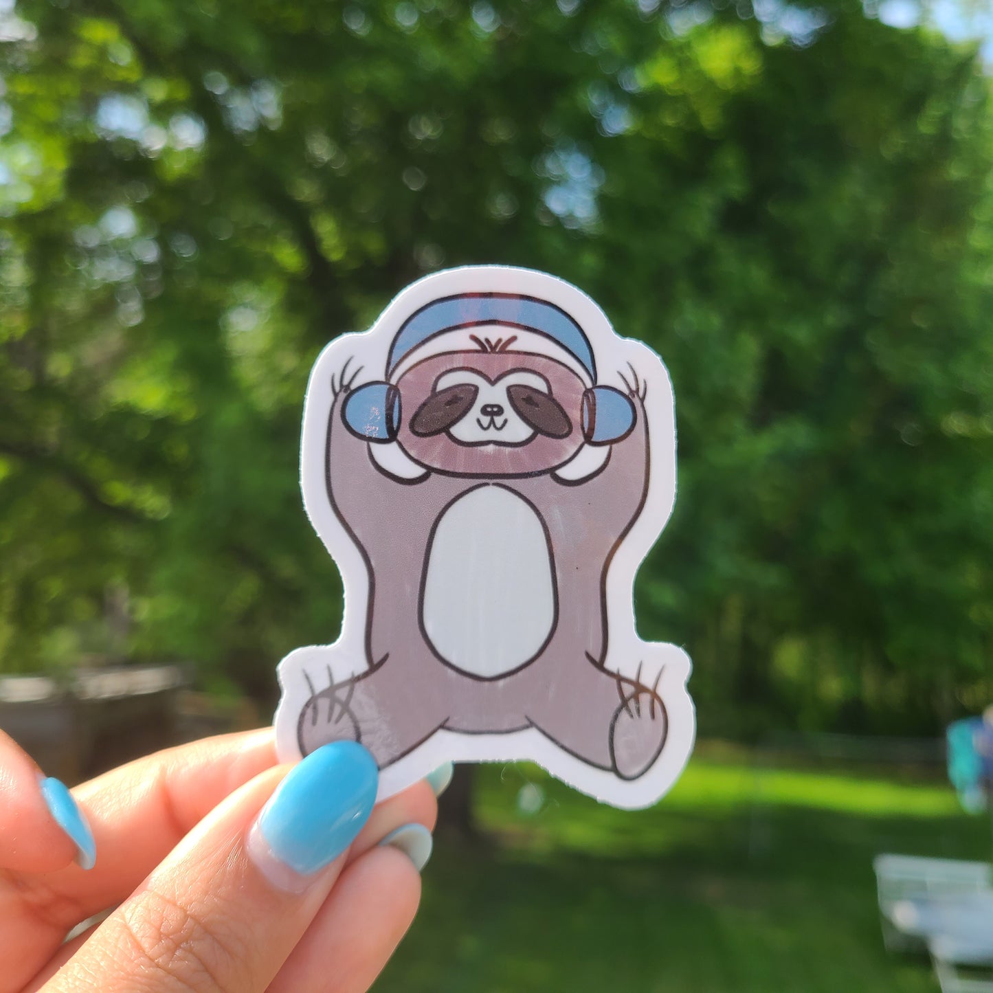 Sloth with Headphones Vinyl Sticker