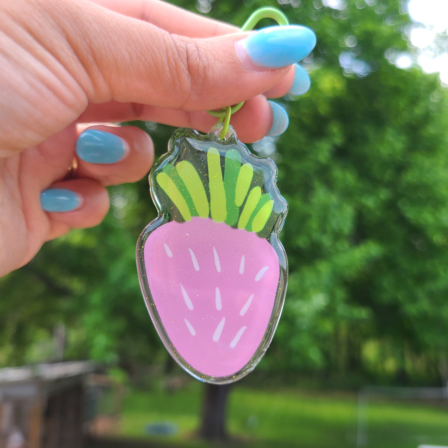 Glitter Strawberry keychain
