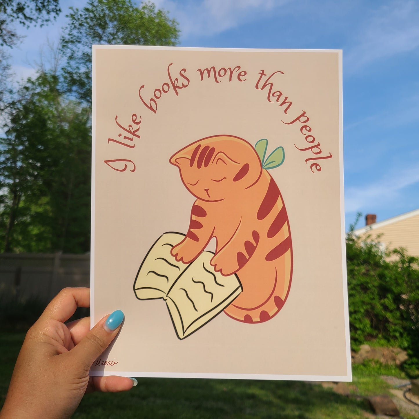 Reading Cat 8x10 Print