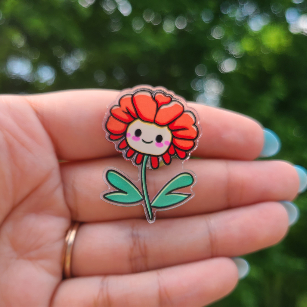 Poppy Acrylic Flower Pin