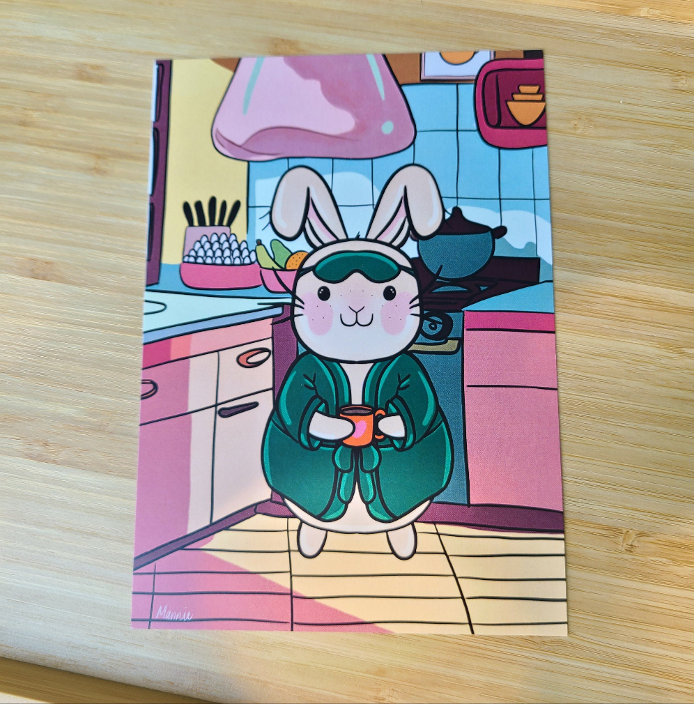 Kitchen Bunny Art Print 5x7in