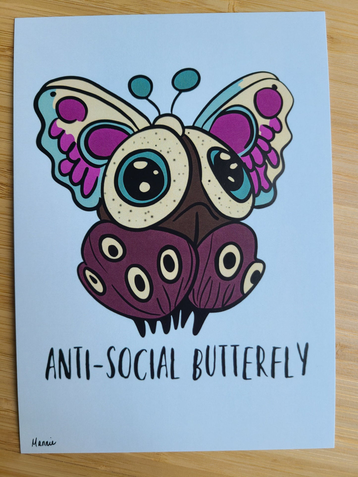 Anti-Social Butterfly Art Print 5x7in