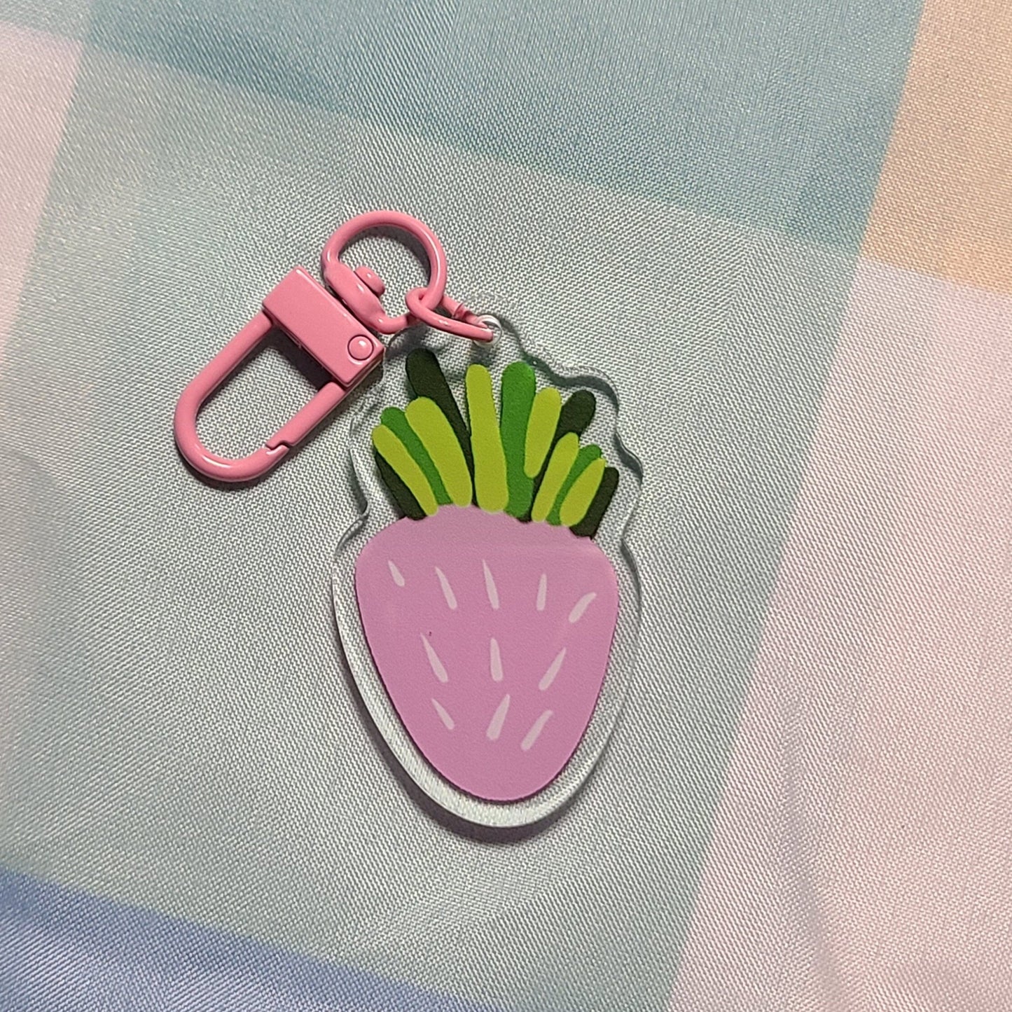 Small Strawberry Acrylic Keychain