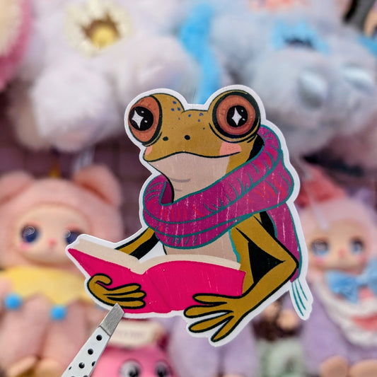 Reading Frog Sticker