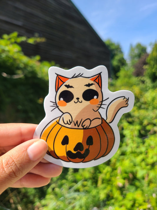 Pumpkin Cat Vinyl Sticker